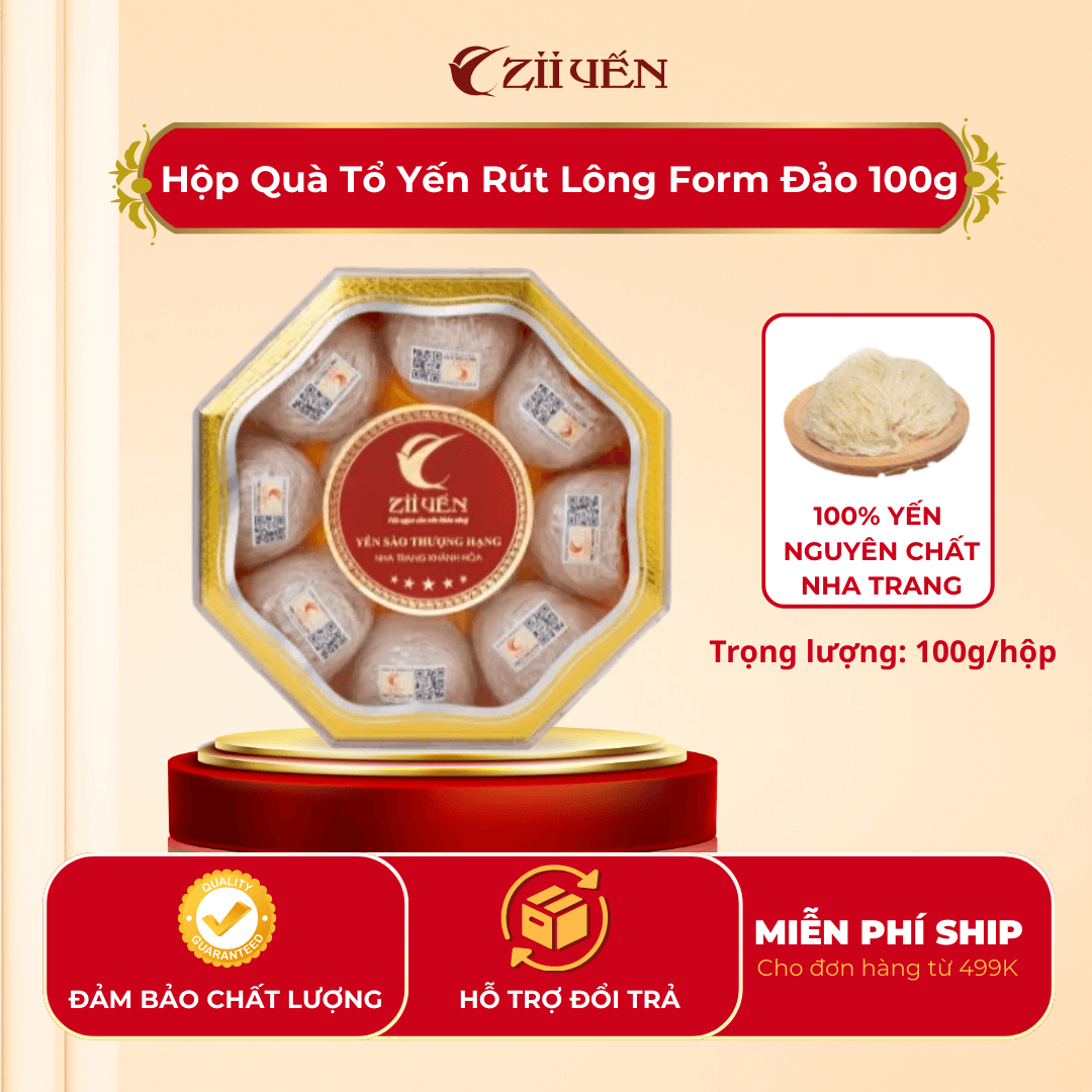 Hộp Quà Tổ Yến Rút Lông Form Đảo 100g