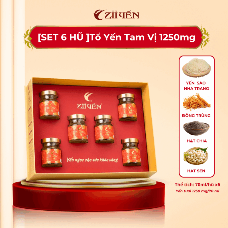 Set 6 hũ yến chưng tam vị 1250mg