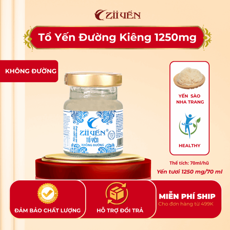 Yến chưng không đường 1250mg