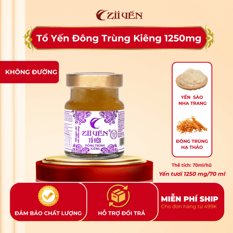 Yến chưng đông trùng hạ thảo đường kiêng 1250mg