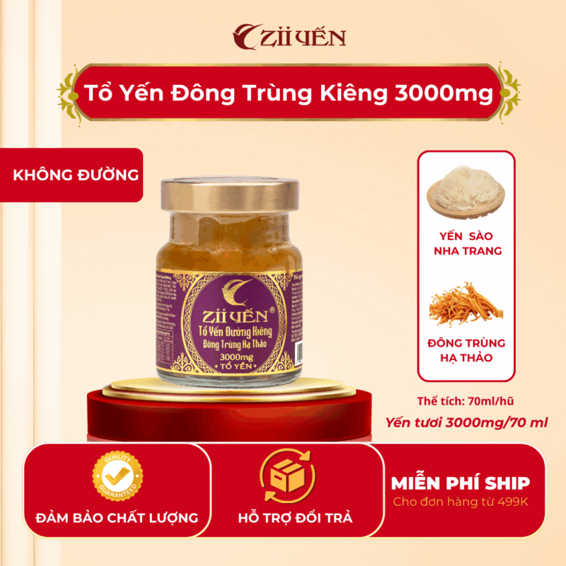 Yến chưng đông trùng hạ thảo đường kiêng 3000mg