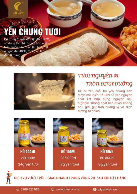 Bảng giá yến chưng tươi