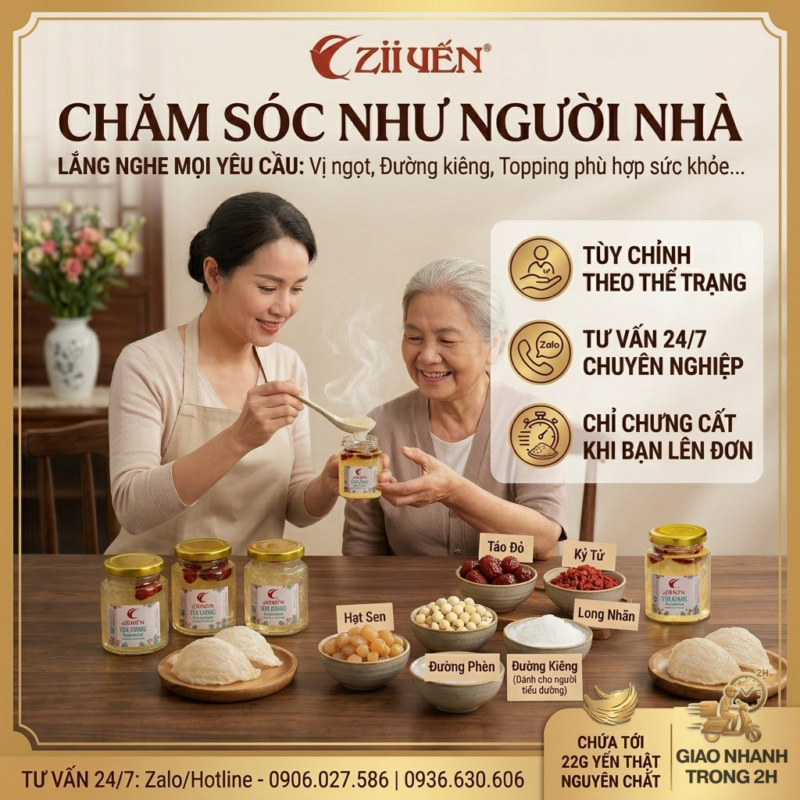 Yến chưng tươi chăm sóc như người nhà
