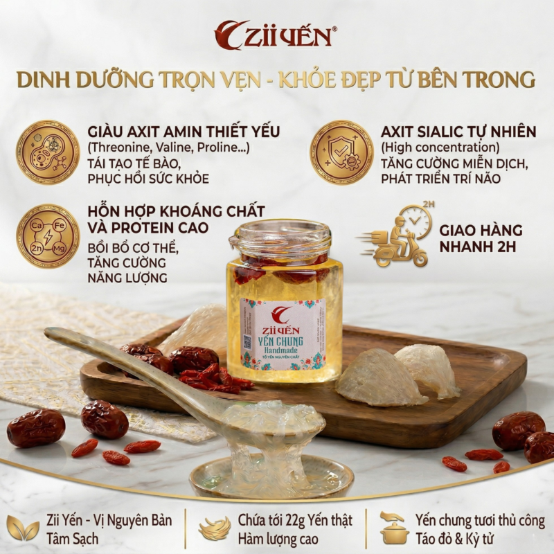 Dinh dưỡng trọn vẹn của yến chưng tươi