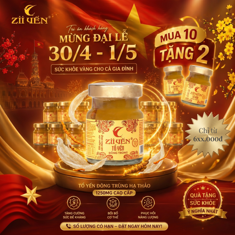 Tổ yến đông trùng hạ thảo 1250mg - Quà tặng sức khoẻ ý nghĩa nhất