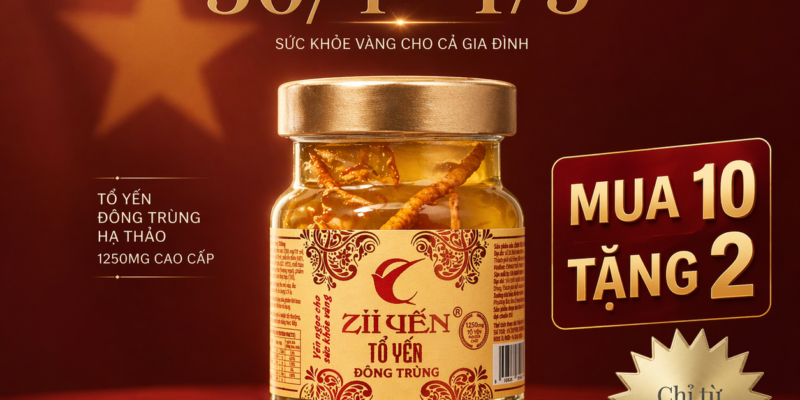 Mừng đại lễ mua 10 tặng 2 tổ yến đông trùng hạ thảo 1250mg