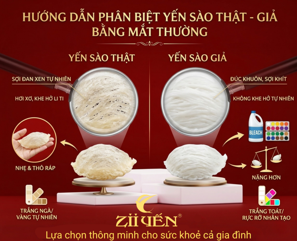 Phân biệt yến sào thật giả bằng mắt thường