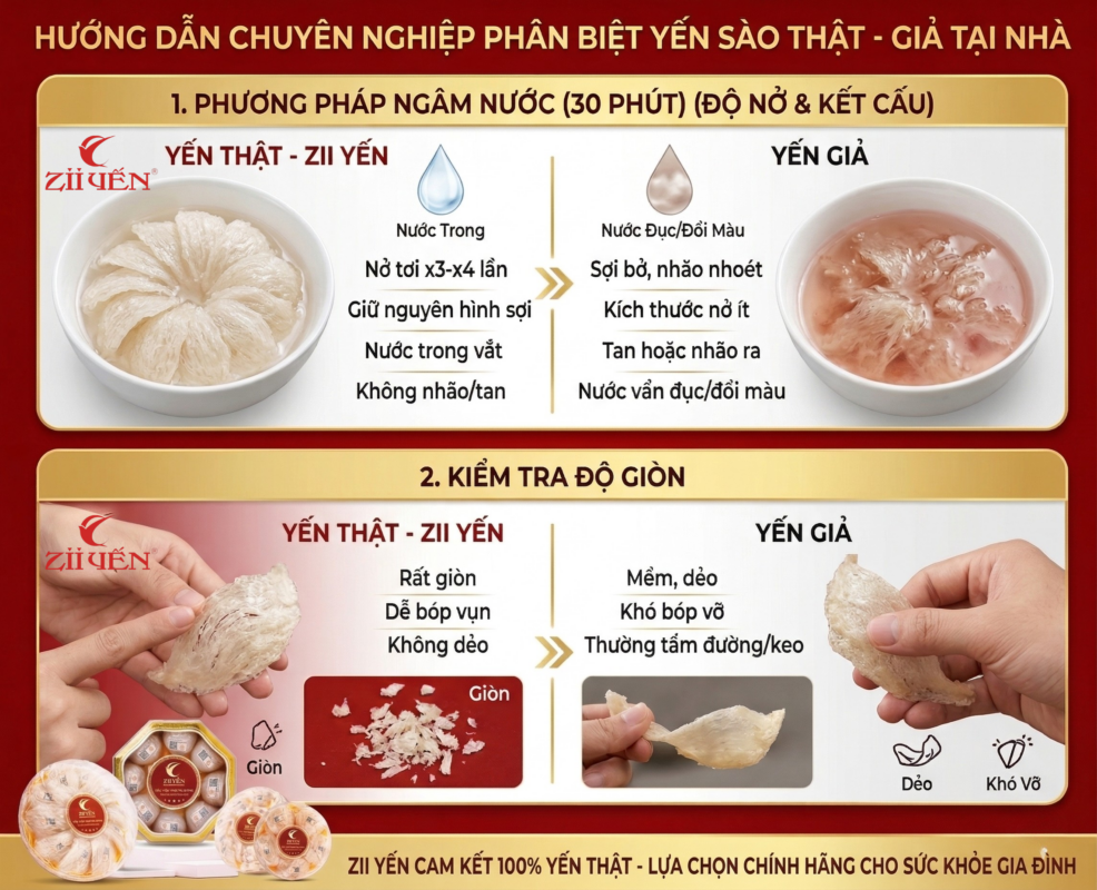 phân biệt yến sào thật giả tại nhà