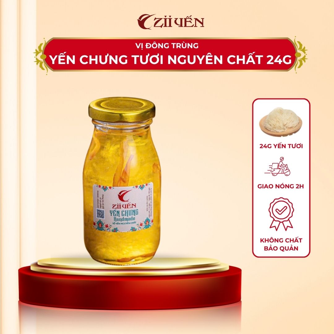 Yến Chưng Nóng Nguyên Chất Zii Yến Vị Đông Trùng – Hũ Đậm Đặc 24g Yến Tươi