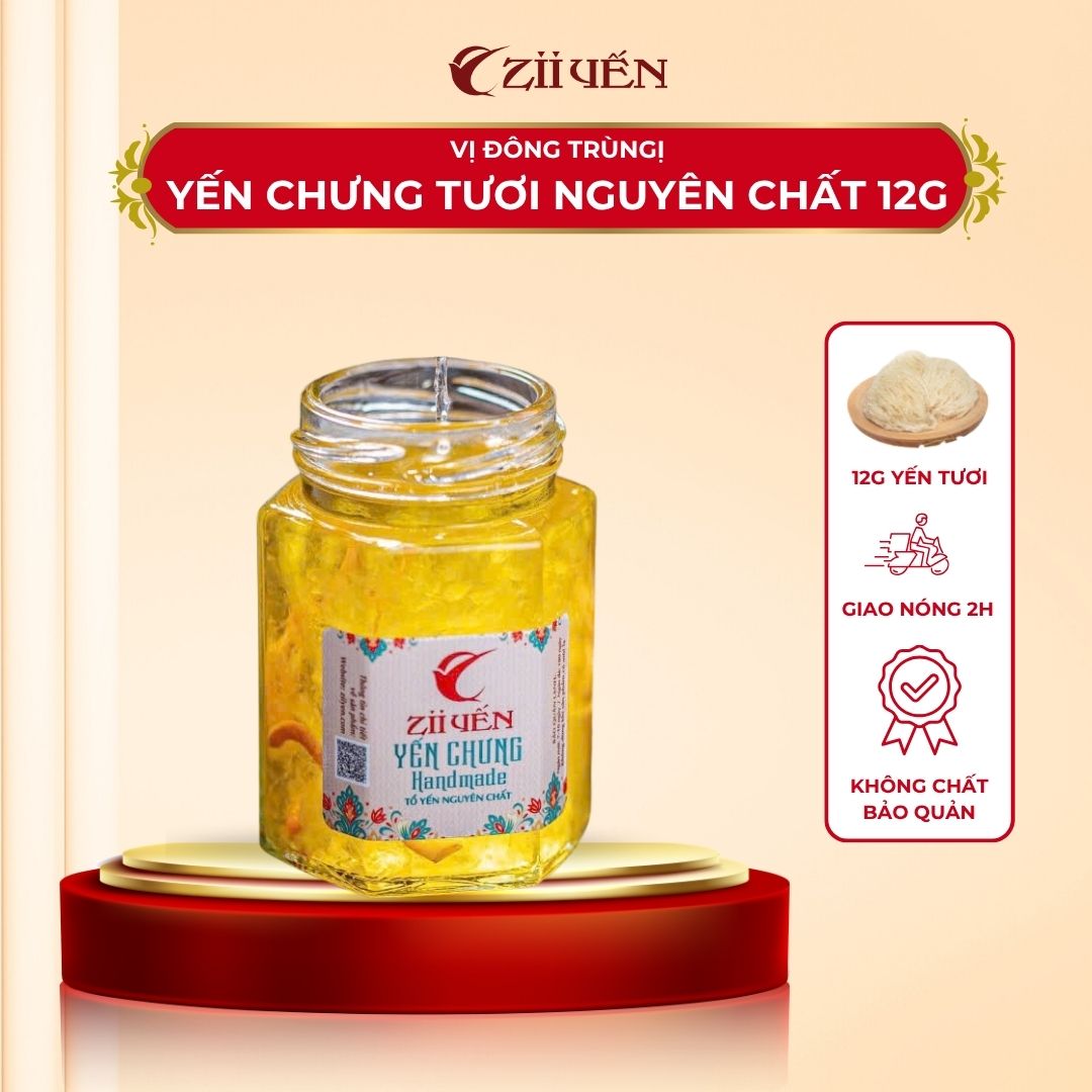 Yến Chưng Nóng Nguyên Chất Zii Yến Vị Đông Trùng – Hũ Đậm Đặc 12g Yến Tươi