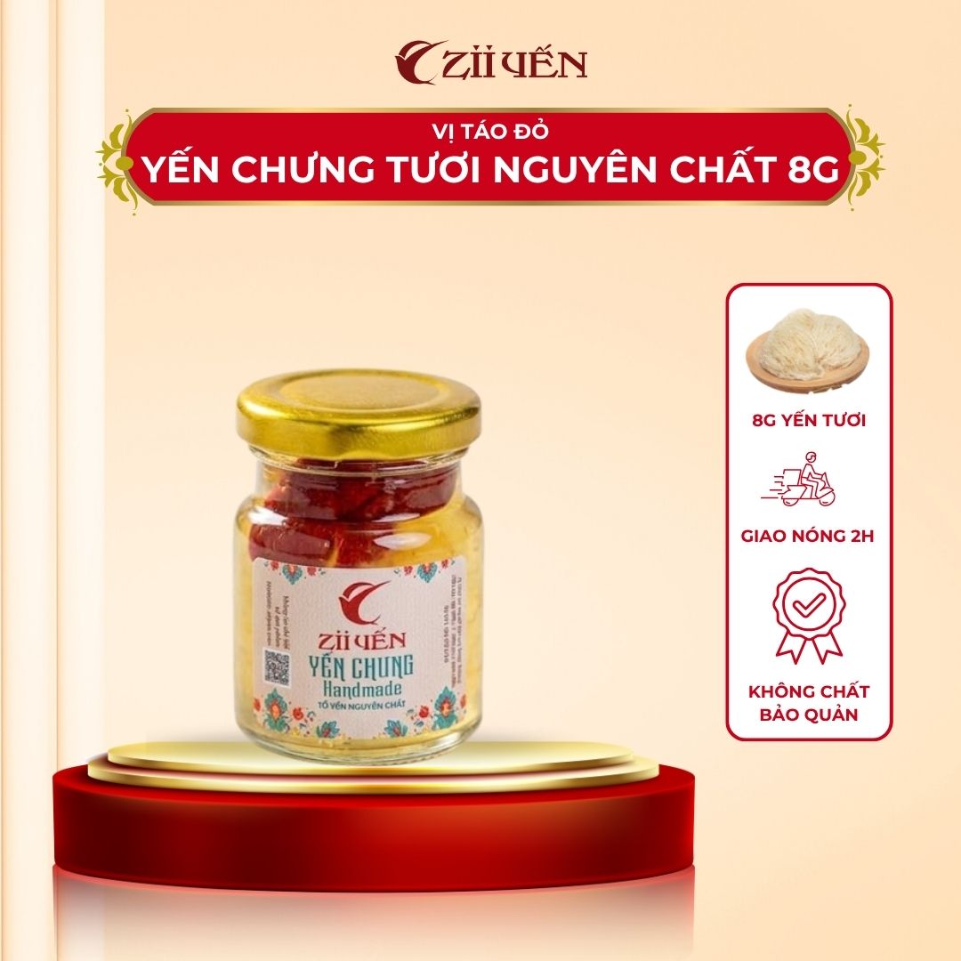 Yến Chưng Nóng Nguyên Chất (8g Yến Tươi) Vị Táo Đỏ